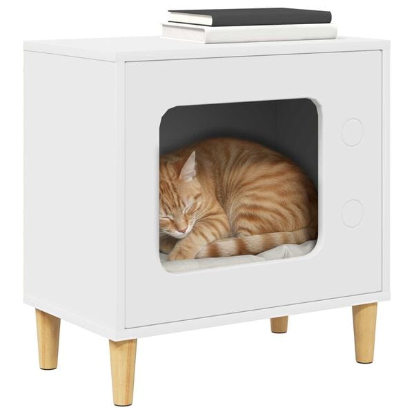 vidaXL Cat House White 51 x 30 x 52 cm Engineered Wood