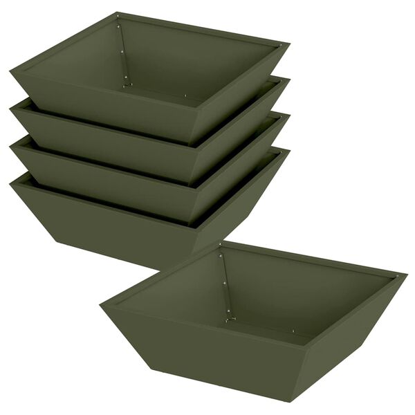 vidaXL Garden Planter 5 pcs Olive Green 50 x 50 x 15 cm