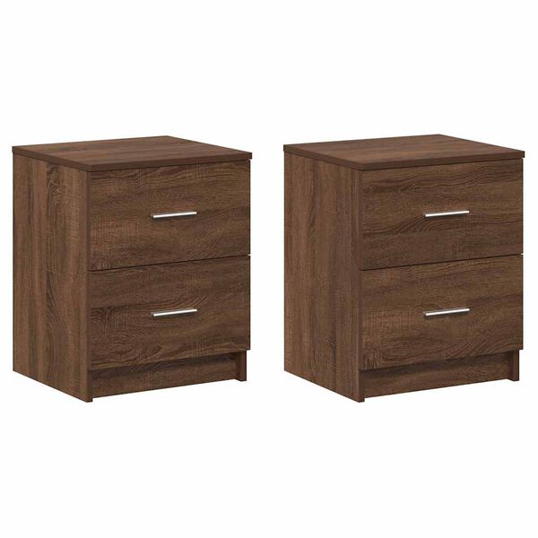 vidaXL Bedside Cabinets 2 pcs with 2 Drawers Brown Oak 40x36x50 cm