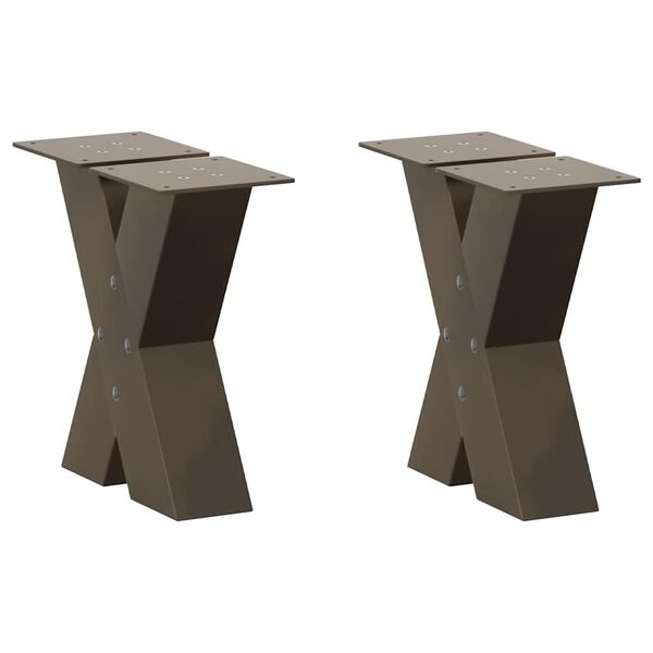 vidaXL Coffee Table Legs X-Shaped 2 pcs Natural Steel 40x(30-31) cm Steel
