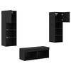 vidaXL TV Wall Cabinets Wall-mounted 4 pcs Black Oak Engineered Wood