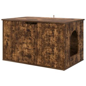 vidaXL Cat House Smoked Oak 85 x 55 x 50.5 cm Engineered Wood