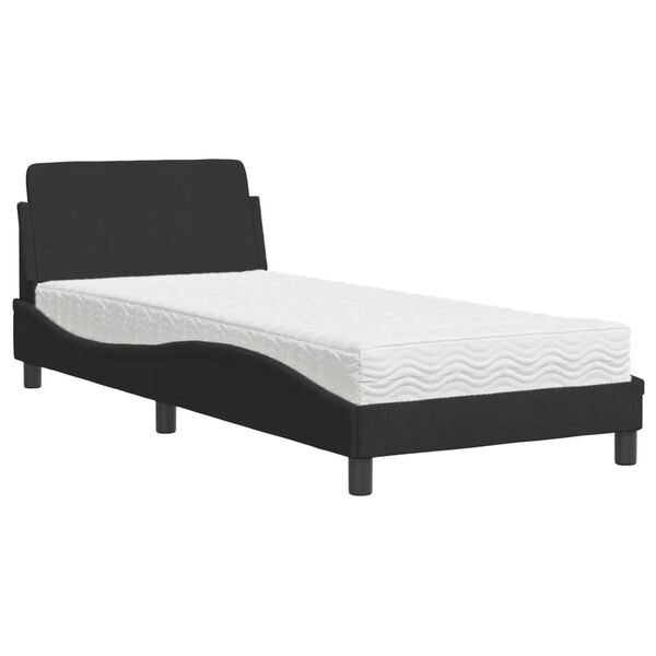 vidaXL Bed with Mattress "Dover" Black Single Velvet
