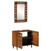 vidaXL Bathroom Furniture Set with Door 2 pcs Walnut Solid Mango Wood