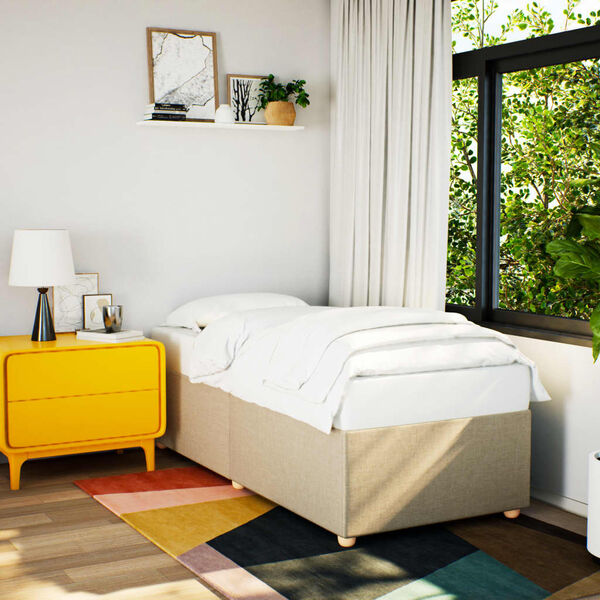 vidaXL Bed Frame without Mattress Cream 100x200 cm Fabric