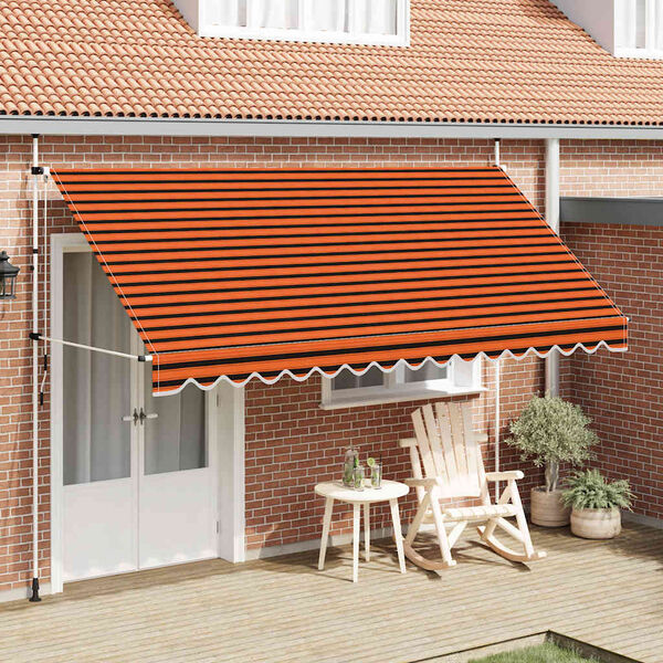 vidaXL Manual Retractable Awning 400 cm Orange and Brown