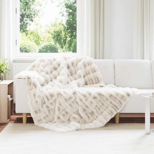 vidaXL Faux Rabbit Fur Blanket White 150 x 220 cm Polyester
