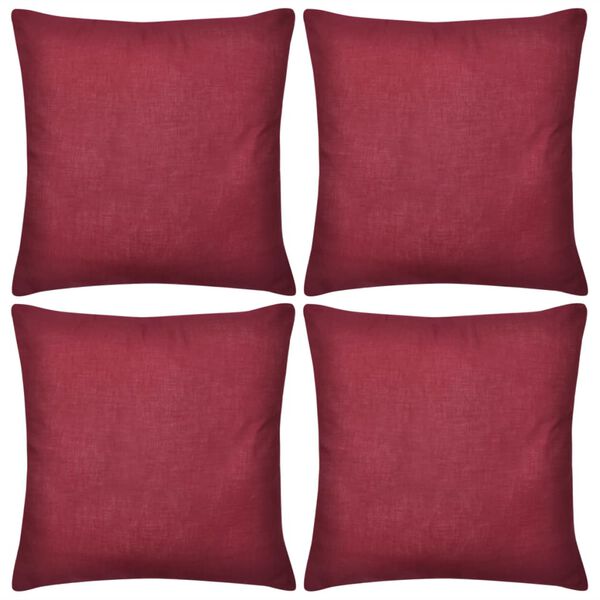 4 Burgundy Cushion Covers Cotton 40 x 40 cm
