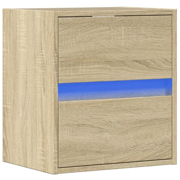 vidaXL TV Wall Cabinet with LED Lights Sonoma Oak 41x31x45 cm