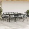 vidaXL 9 Piece Garden Dining Set Black Poly Rattan Glass
