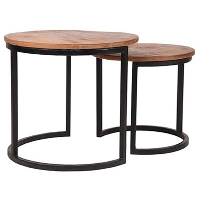 LABEL51 2 Piece Coffee Table Set Duo Wood/Black