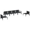 vidaXL Garden Sofa Set with Cushion 6 pcs Black Steel