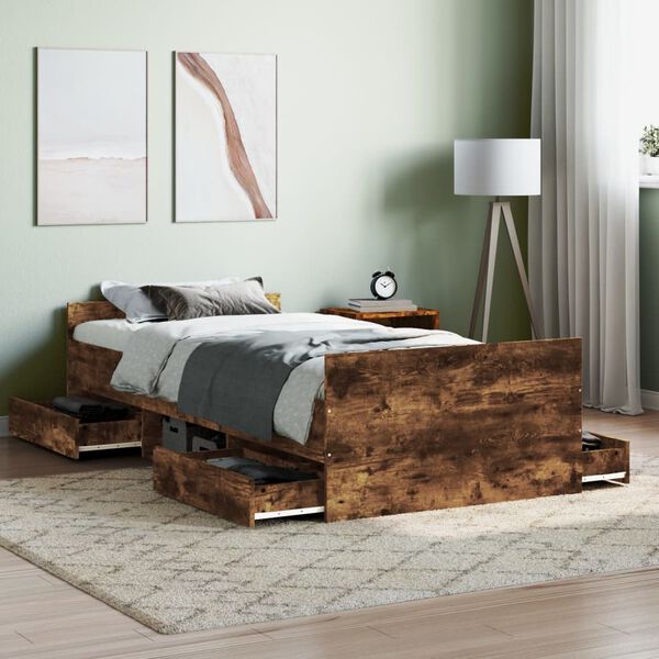 vidaXL Bed Frame without Mattress Smoked Oak 90x200 cm