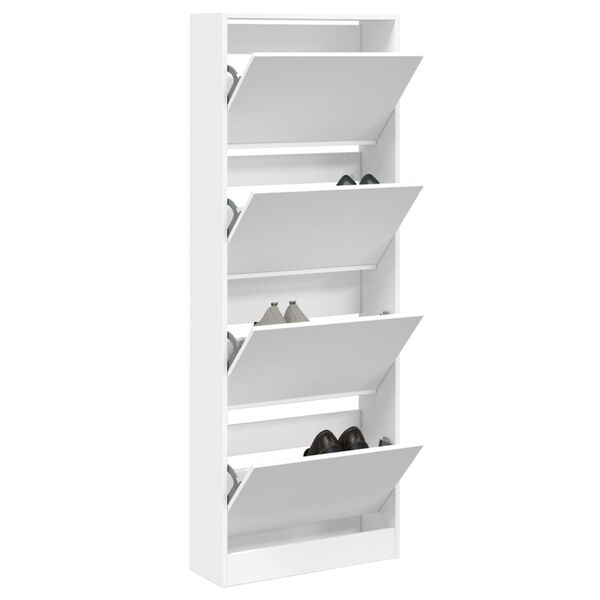 vidaXL Shoe Cabinet White 60x21x163.5 cm Engineered Wood