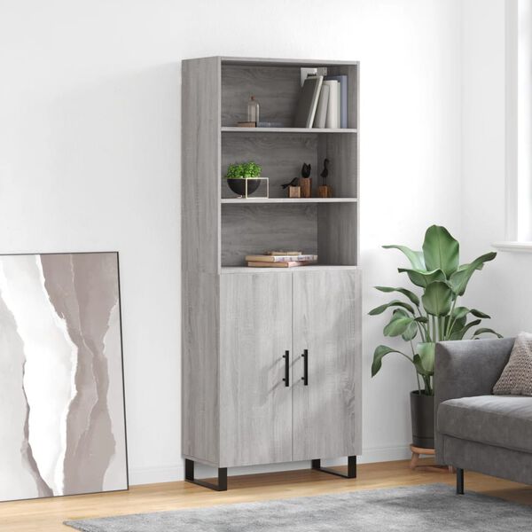 vidaXL Highboard Grey Sonoma 69.5x34x180 cm Engineered Wood