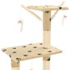vidaXL Cat Tree with Sisal Scratching Posts 138 cm Beige Paw Prints