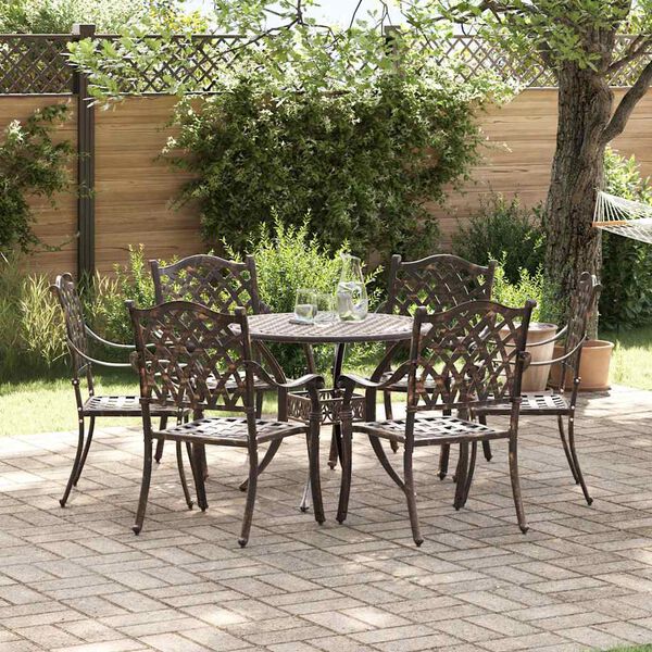 vidaXL Garden Dining Set 7 pcs Bronze Aluminium