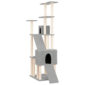 vidaXL Cat Tree with Sisal Scratching Posts Light Grey 190 cm