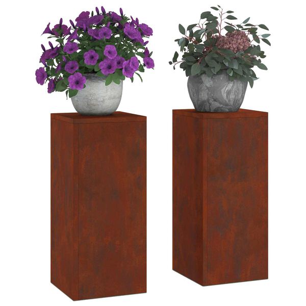 vidaXL Plant Stand 2 pcs Rusty 24 x 24 x 55 cm Weathering Steel