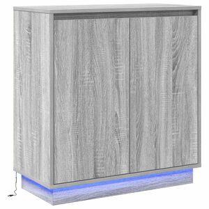 vidaXL LED Sideboard Grey Sonoma 71 x 34.5 x 75 cm Engineered Wood