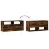 vidaXL TV Wall Cabinet with LED Lights Smoked Oak 100x31x45 cm