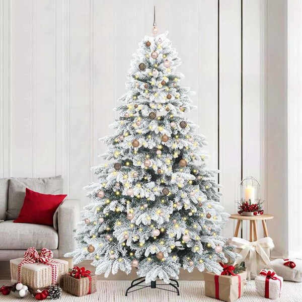 vidaXL Artificial Christmas Tree with 300 LEDs White 240 cm PE and PVC