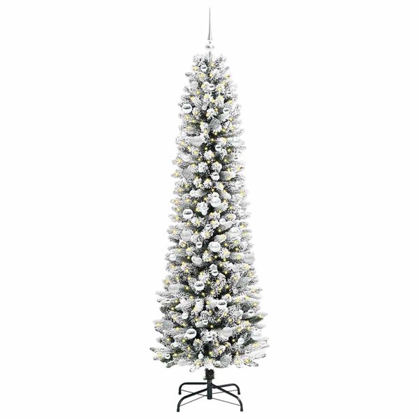 vidaXL Artificial Christmas Tree with 300 LEDs with Stand White 210 cm