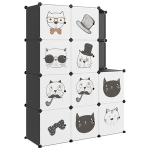 vidaXL Cube Storage Cabinet for Kids with 10 Cubes Black PP