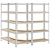 vidaXL 3 Piece 5-Layer Shelves Set Silver Steel&Engineered Wood