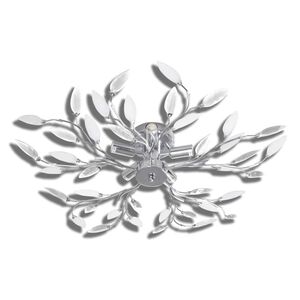 vidaXL Ceiling Lamp | Transparent and white | Metal frame, acrylic leaves