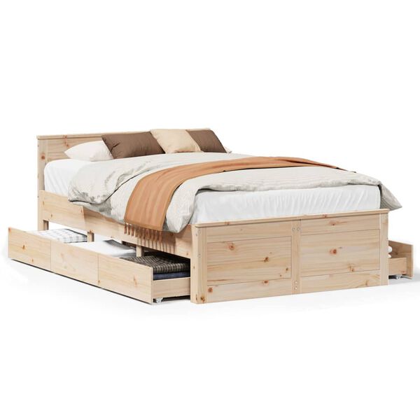 vidaXL Bed Frame without Mattress with Headboard 120x200 cm Solid Wood Pine