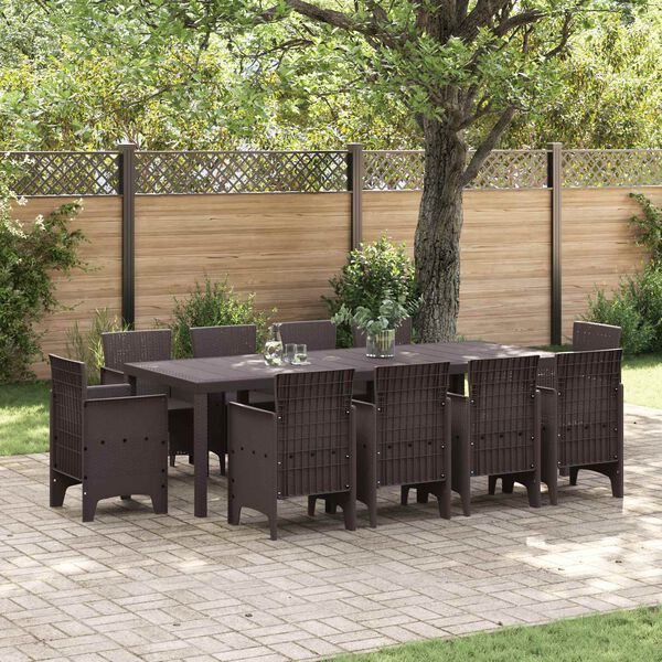 vidaXL Garden Dining Set 11 pcs Brown Polypropylene