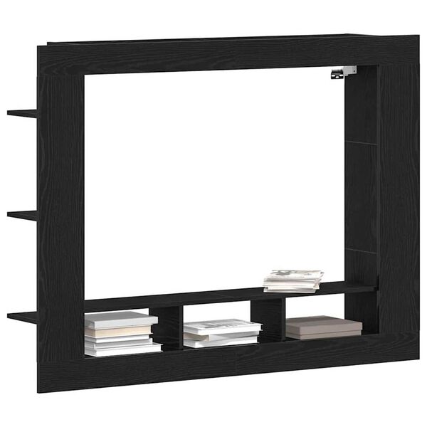 vidaXL TV Cabinet Black oak 152 x 22 x 113 cm Engineered wood