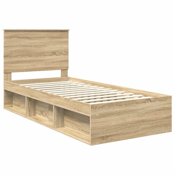vidaXL Bed Frame with Headboard Sonoma 90 x 190 cm Solid Pine Wood