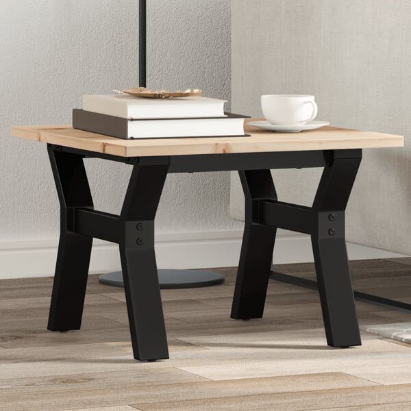vidaXL Coffee Table Y-Frame 50x50x35 cm Solid Wood Pine and Steel