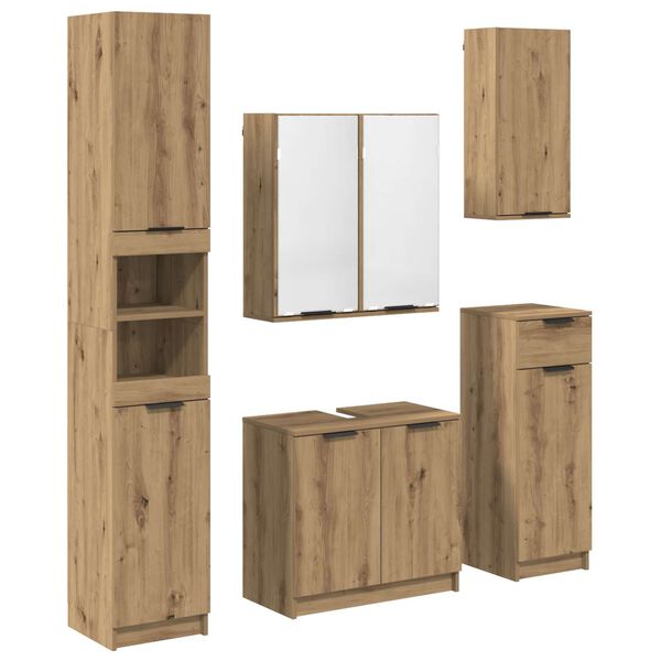 vidaXL Bathroom Furniture Set 5 pcs Artisan Oak Engineered Wood