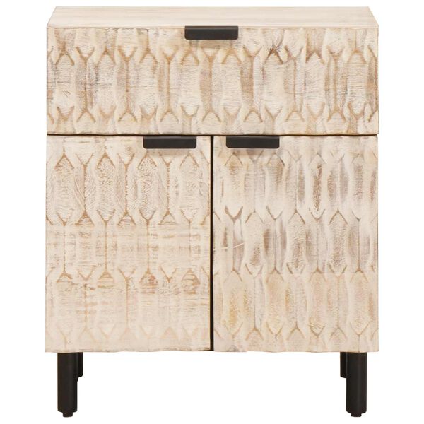 vidaXL Bedside Cabinet White 50 x 33 x 60 cm Solid Mango Wood