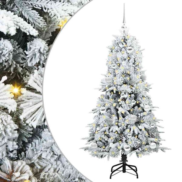 vidaXL Artificial Hinged Christmas Tree White 150 cm PE and PVC