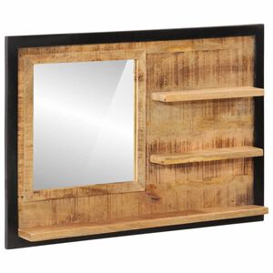 vidaXL Mirror with Shelves 80x8x55 cm Glass and Solid Wood Mango