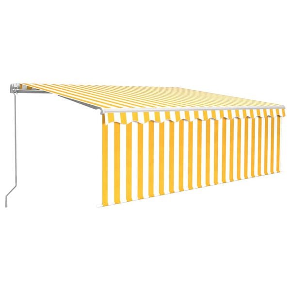 vidaXL Manual Retractable Awning with Blind&LED 4x3m Yellow&White