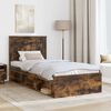 vidaXL Bed Frame with Headboard Smoked Oak 90 x 190 cm Solid Pine Wood