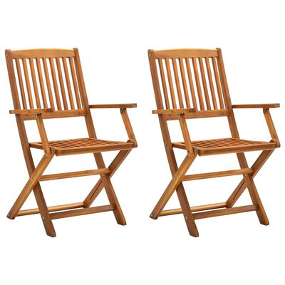 Vidaxl Folding Outdoor Chairs 2 Pcs, Outdoor Wooden Folding Chairs With Arms
