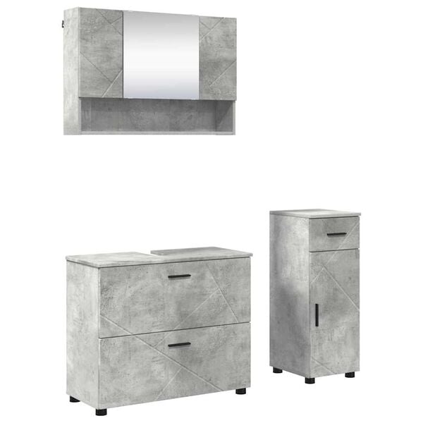 vidaXL Bathroom Furniture Set with Drawer 3 pcs Concrete Grey