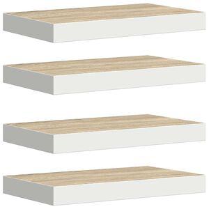vidaXL Floating Wall Shelves 4 pcs Oak and White 50x23x3.8 cm MDF