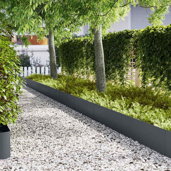 vidaXL Lawn Edging 20 pcs Anthracite 100 x 0.05 x 30 cm