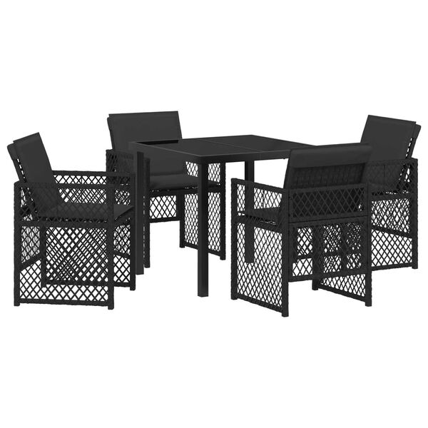 vidaXL Garden Dining Set 5 pcs Black Poly Rattan