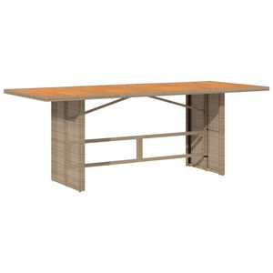 vidaXL Garden Table with Acacia Wood Top Beige 190x80x74 cm Poly Rattan