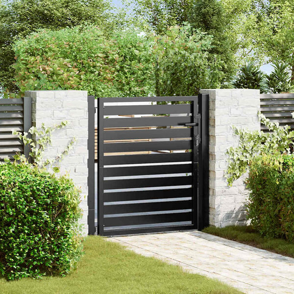 vidaXL Garden Gate Lockable Black 100x100 cm Aluminium