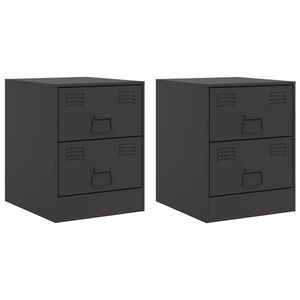vidaXL Bedside Cabinets 2 pcs Black 34,5x39x44 cm Steel