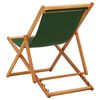 vidaXL Folding Beach Chair Eucalyptus Wood and Fabric Green
